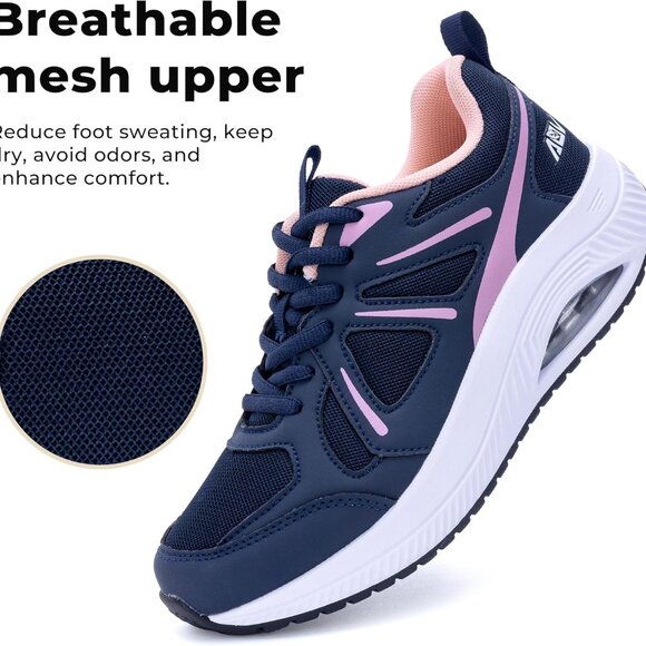 Womens Walking Shoes Breathable Mesh Arch Support Flat Feet Orthotic Sneakers - Picture 5 of 7